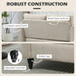 Vintage Loveseat, Upholstered Love Seat Furniture, Fabric 2 Seater Sofa with Rolled Arms, Rubber Wood Legs, Beige