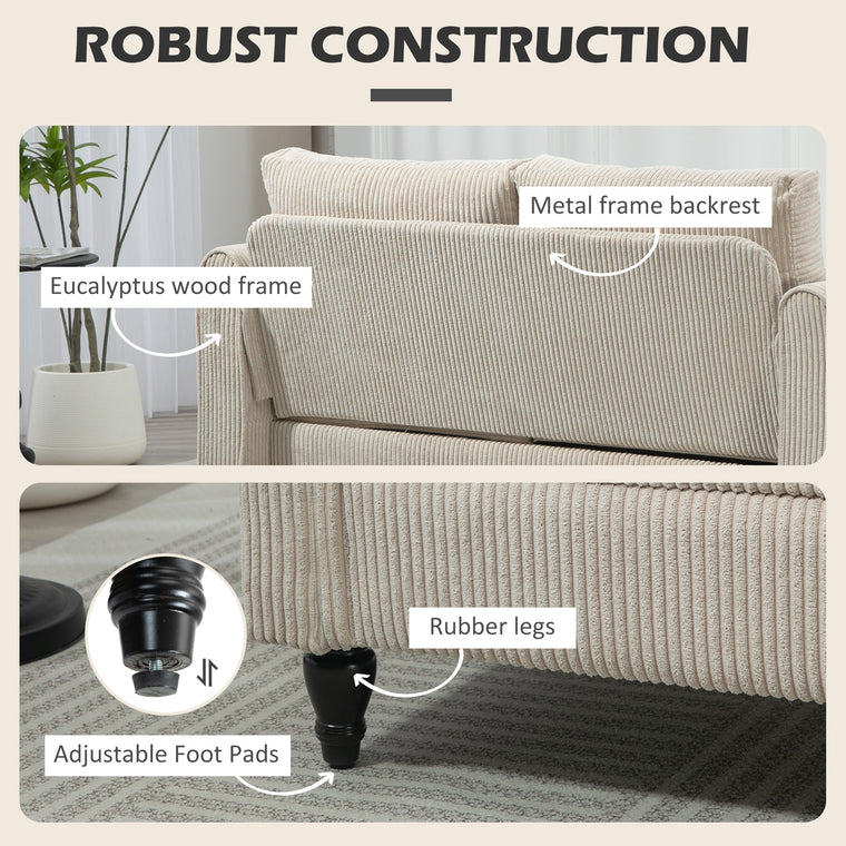 Vintage 2-Seater Loveseat Sofa with Rolled Arms