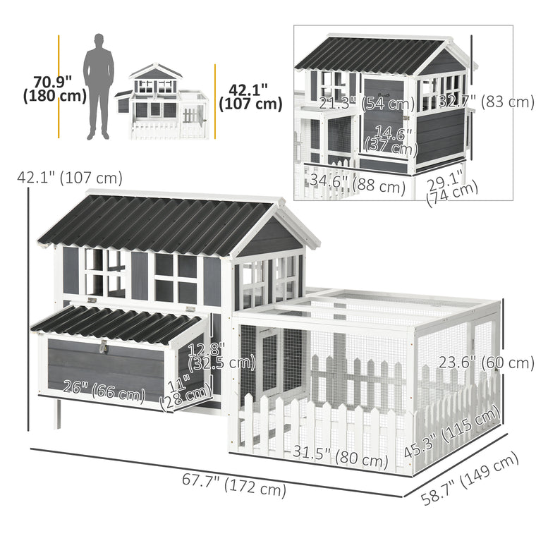 Wooden Chicken Coop with Run for 1-2 Chickens