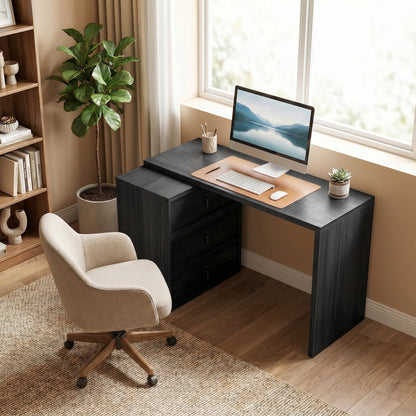 L-Shaped Computer Desk with 3 Drawers