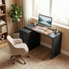 L Shaped Computer Desk Home Office Desk with 3 Drawers Black Wood Grain