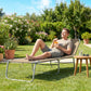 Folding Outdoor Lounge Chair Reclining Tanning Chair with Breathable Mesh Fabric for Patio Garden Pool, Navy Blue - Brown