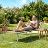 Folding Outdoor Lounge Chair Reclining Tanning Chair with Breathable Mesh Fabric for Patio Garden Pool, Brown