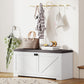 Shoe Storage Bench with Padded Seat, Entryway Bench Holds up to 352 lb, Shoe Organizer, 8 Pairs, White Wood Grain