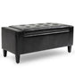 Storage Ottoman Bench, PU Leather Upholstered Bench with Tufted Design, Black