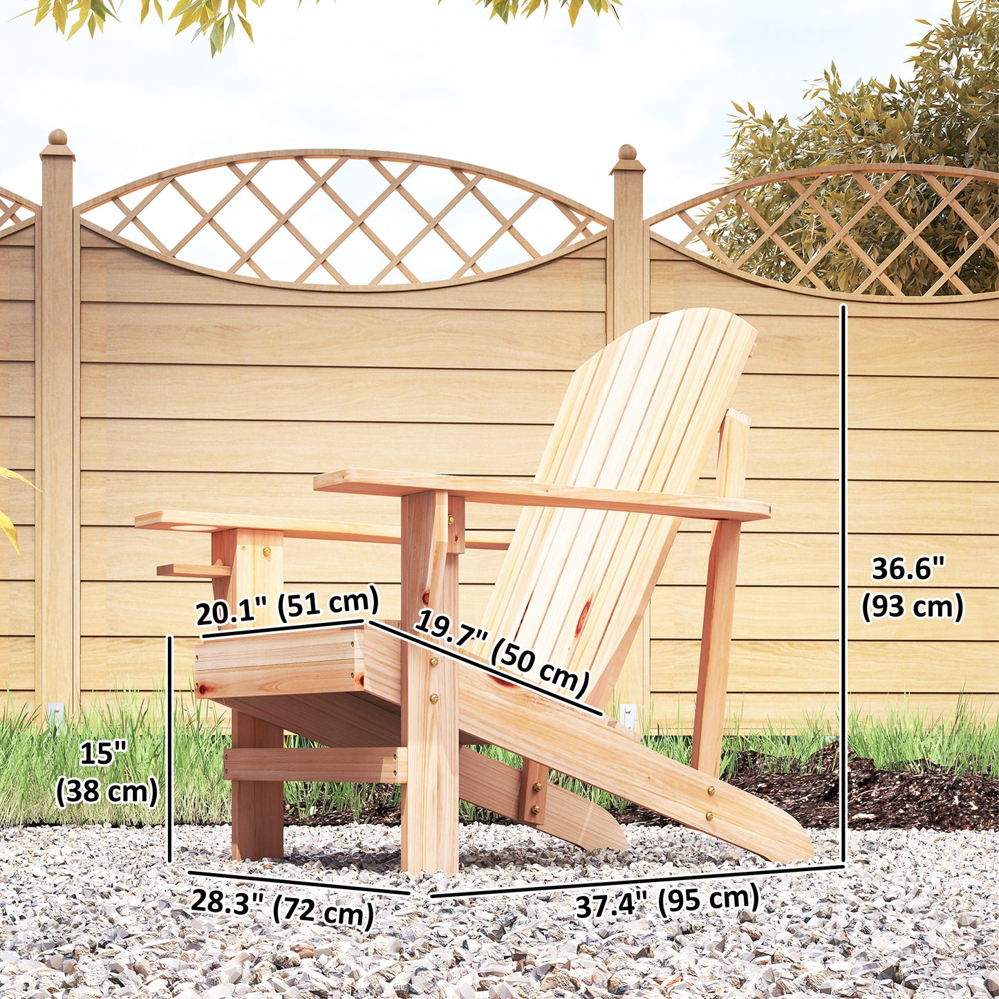 Classic Adirondack Chair, Muskoka Chairs, Garden Deck Chair with Cup Holder for Patio, Indoor, Backyard, Dark Grey