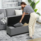 Storage Ottoman Bench, Foot Rest with Safety Hinges, 47 Inches Linen Storage Chest for Living Room, Dark Grey