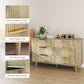 Fluted Chest of Drawers, Modern 6 Drawer Dresser with Pine Wood Legs, Finger Pulls for Closet, Living Room, Hallway, Oak
