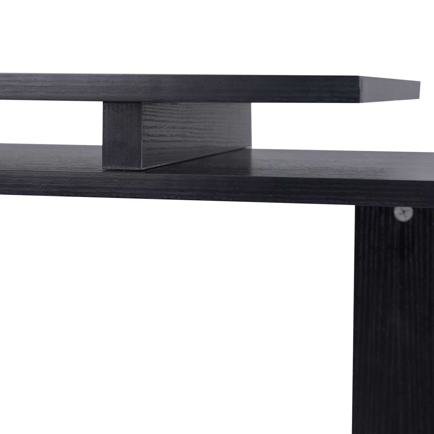 55" Corner Computer Desk, 360° Rotating L-Shaped Desk, Home Office Workstation with 3-Tier Shelves, Black