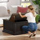 Lift Top Coffee Table with Charging Station, Square Farmhouse Center Table with Hidden Storage, Black Wood Grain