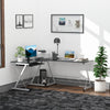L-Shaped Computer Desk, Corner Table with Keyboard Tray for PC Laptop Desktop, Workstation Stand Home Office Furniture