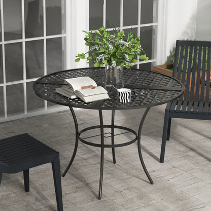 42" Round Metal Dining Table with Umbrella Hole