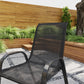 Set of 2 Outdoor Dining Chairs, Stackable Lawn Chairs with High Back, Breathable Mesh Seat for Garden Porch, Black