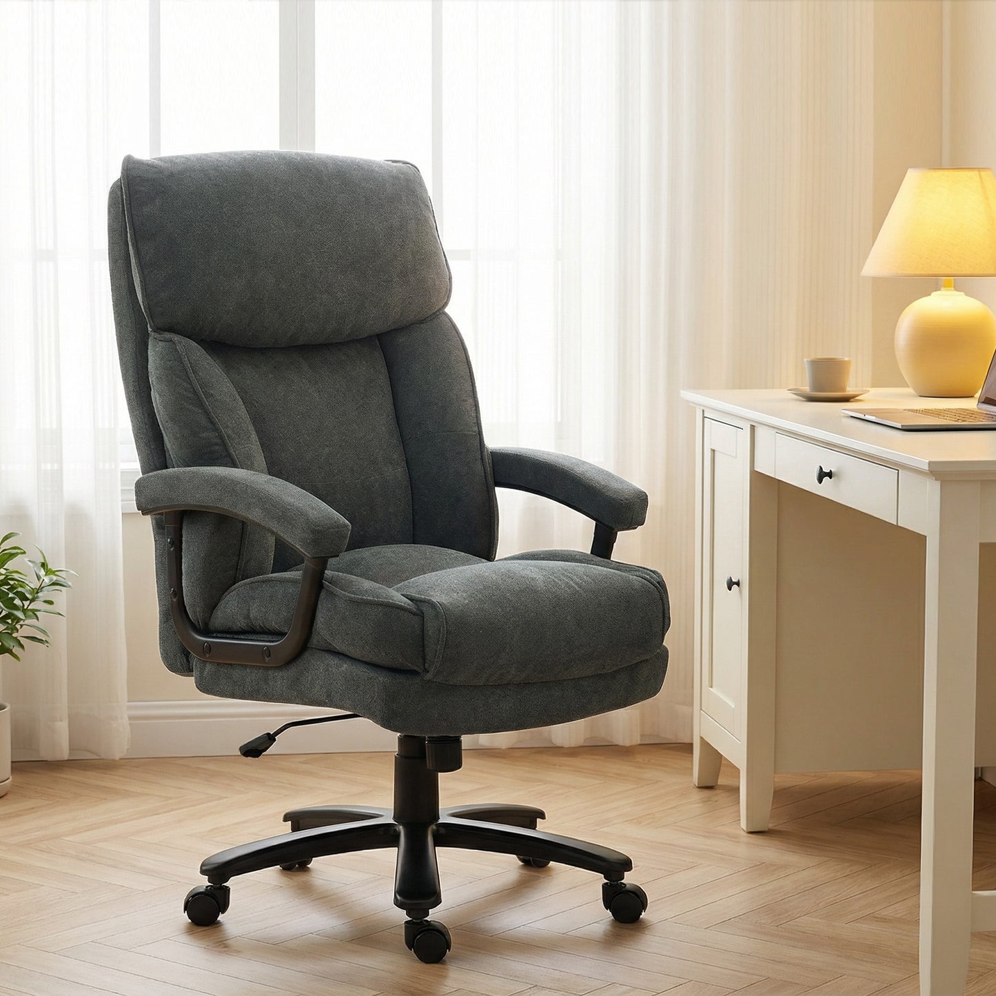 Big and Tall Executive Office Chair, Up to 450 lbs. Heavy Duty Desk Chair, Computer Chair for Heavy People, Grey
