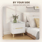 Nightstands Set of 2, Bedside Table with 2 Drawers, Modern Side End Table with Solid Wood Legs for Bedroom, White