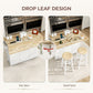 Kitchen Island on Wheels with Wood Drop Leaf, Charging Station, Rolling Kitchen Cart with Adjustable Shelf, White