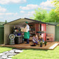 11' x 13' Garden Storage Shed w/ Foundation Kit Metal Tool Storage House w/ Double Doors White