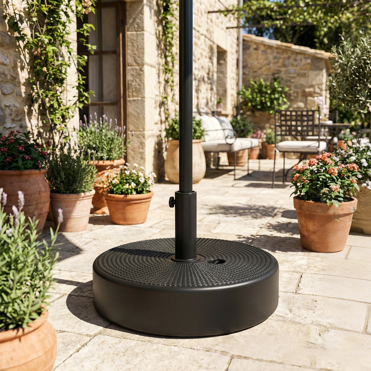 Black Fillable Patio Umbrella Base for 1.5"/1.9" Poles