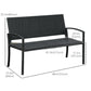 Rattan Wicker Loveseat Garden Bench Hand Woven Portable Backyard Black