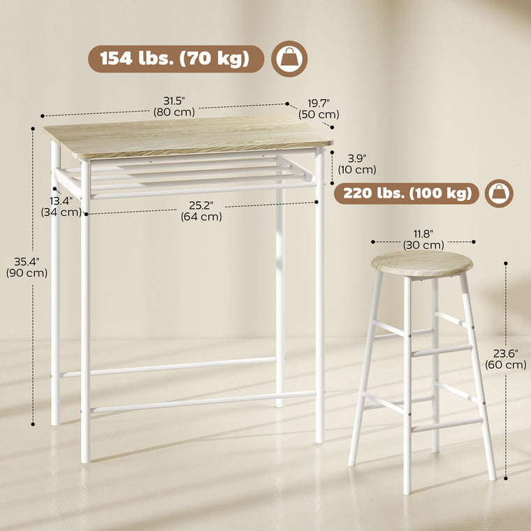 3-Piece Counter Height Bar Table Set
