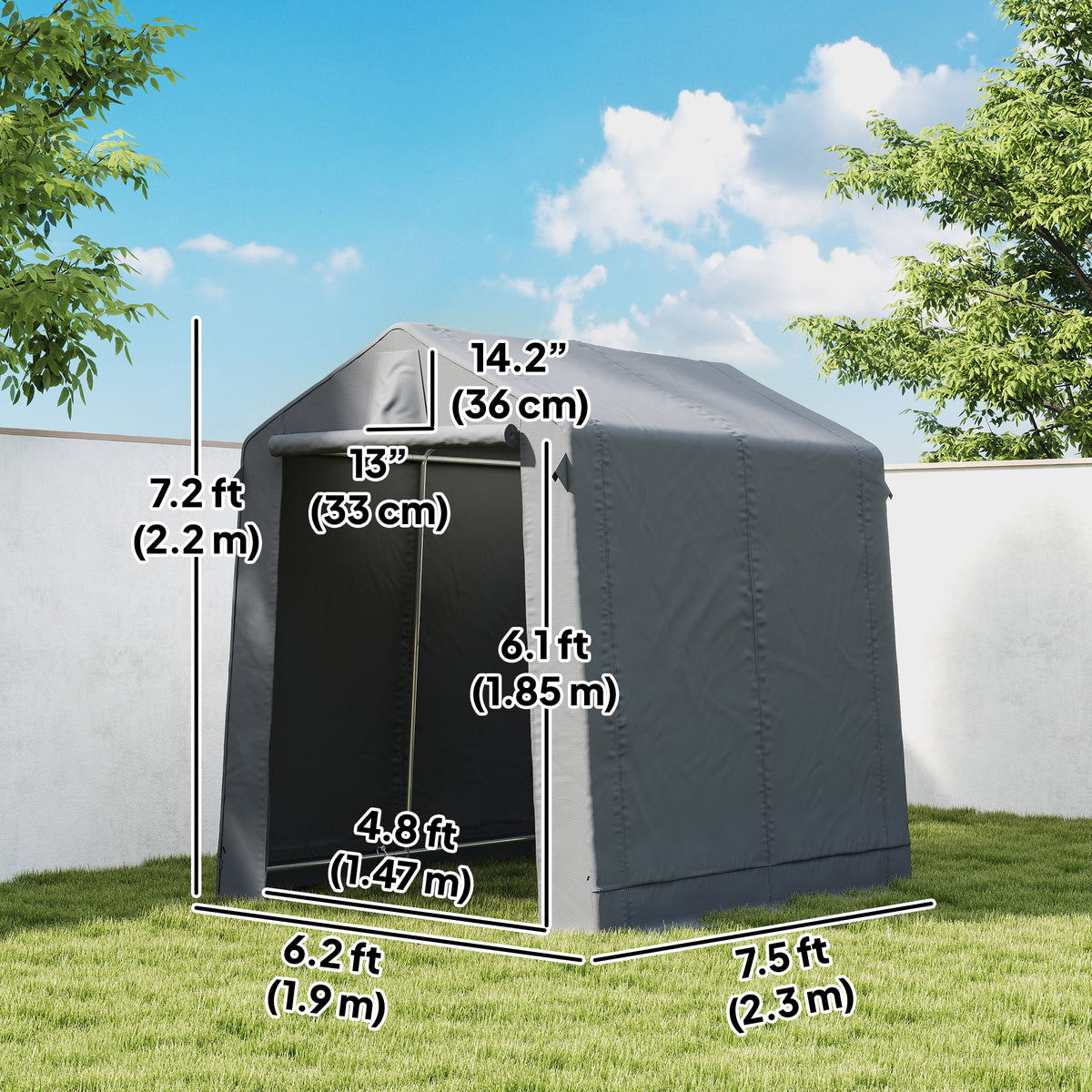 7.5' x 6.2' Portable Bike Tent with Roll-Up Zipper Door