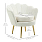 Modern Accent Chair, Velvet-Touch Fabric Leisure Club Chair with Gold Metal Legs for Bedroom, Cream White