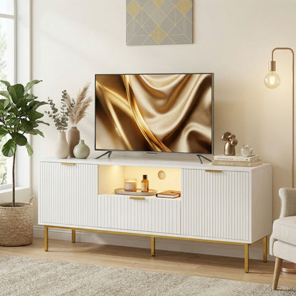TV Console with RGB LED Lights and Soft-Close Doors