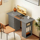 Computer Desk, 47" Writing Table with 3-Tier Shelves and 3 Reversible Drawers for Home Office, Bedroom, Grey