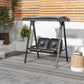 2-Seater Outdoor Porch Swing with Adjustable Canopy, Patio Swing Chair for Garden, Poolside, Backyard, Dark Blue