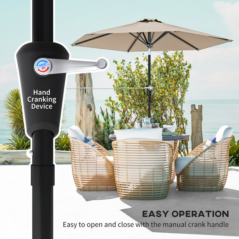 Khaki Patio Sun Umbrella with 6 Ribs