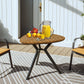 35.4" Outdoor Dining Table with Slatted Acacia Wood Leaf Tabletop, Patio Table with Steel Legs for Garden, Yard, Teak