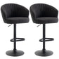 Adjustable Bar Stools Set of 2, Upholstered Kitchen Stools with Swivel Seat, Steel Frame, Footrest, Black