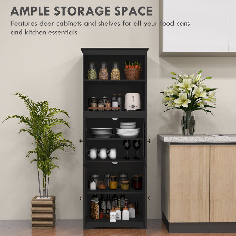 63" Buffet with Hutch and 4 Doors - Black