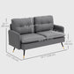 55" Loveseat Sofa, Linen Love Seat w/ S spring, Steel Legs and Button Tufting, Small Couch for Living Room, Dark Grey