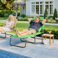 Folding Chaise Lounge Chair, Reclining Beach Tanning Chair with Face Hole, Pillow, 4-Position Adjustable Lay Flat Sun Lounger, Steel Frame for Outdoor Patio Pool, Green