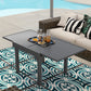 35"-71" Extendable Aluminium Outdoor Dining Table, Slatted Top Patio Table for 4-6 Person, for Garden, Backyard, Grey