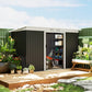 9x4 Outdoor Storage Shed Galvanized Steel Garden Shed with Foundation Kit, Ventilation & Doors, Dark Grey