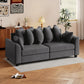Corduroy Couch, 3 Seater Sofa, Modern Upholstered Couch with Curved Armrests and 8 Removable Pillows, Dark Grey