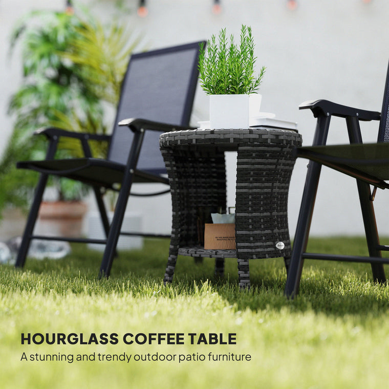 18" Wicker Coffee Table with 2-Tier Storage