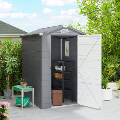 4.5' x 6' Plastic Garden Shed with Latch Door and Vents