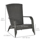 Patio Wicker Adirondack Chair, Outdoor Rattan Muskoka Chair with Cushions for Patio, Garden, Backyard Dark Blue