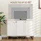 Sideboard Buffet Cabinet with 3 Doors, Modern Storage Cabinet with Adjustable Shelves & Center Leg, White