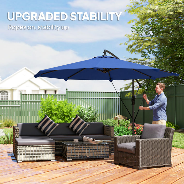 10' Navy Blue Cantilever Patio Umbrella with 8 Ribs & Cover