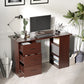 Computer Desk, 47" Writing Table with 3-Tier Shelves and 3 Reversible Drawers for Home Office, Bedroom, Walnut