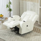 Swivel Massage Recliner Sofa, Overstuffed Manual Reclining Sofa, PU Leather Rocking Chair with Side Pockets, Cup Holders, for Living Room, Nursery, Cream White