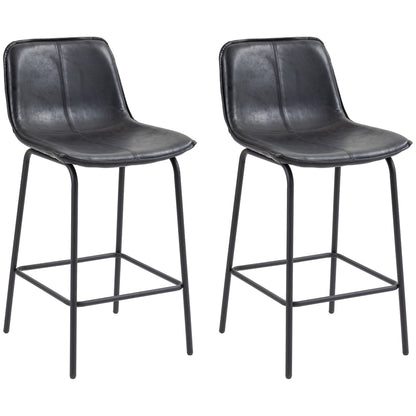 Upholstered Counter Height Bar Stools Set of 2 - Black