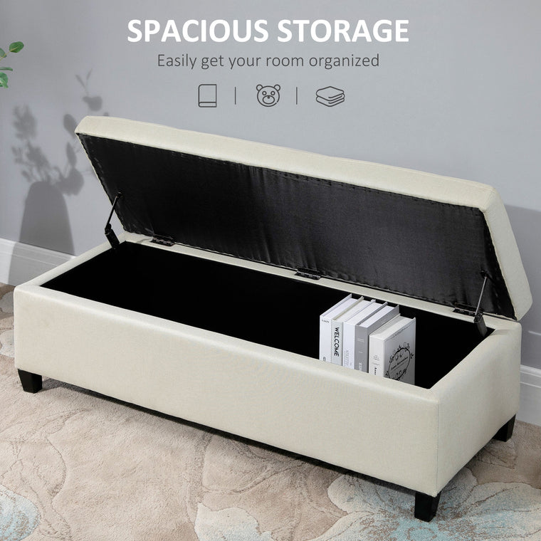 Tufted Storage Bench with Wood Feet