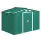 9.1' x 6.4' x 6.3' Garden Storage Shed w/ Foundation Kit Metal Tool Storage House w/ Double Doors Green