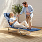 Outdoor Lounge Chair, Portable Reclining Seat, Folding Chaise Lounge, Tanning Chair Bed with Pillow, Pink