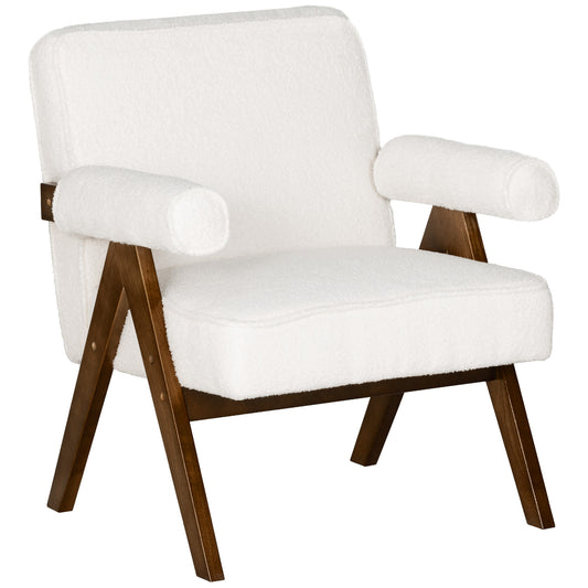 Cashmere Accent Chair with Padded Armrests - Cream White